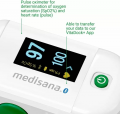Уред за измерване нивото на кислород в кръвта и сърдечния пулс - пулсоксиметър Medisana Pulse oximeter PM 100 connect, Германия